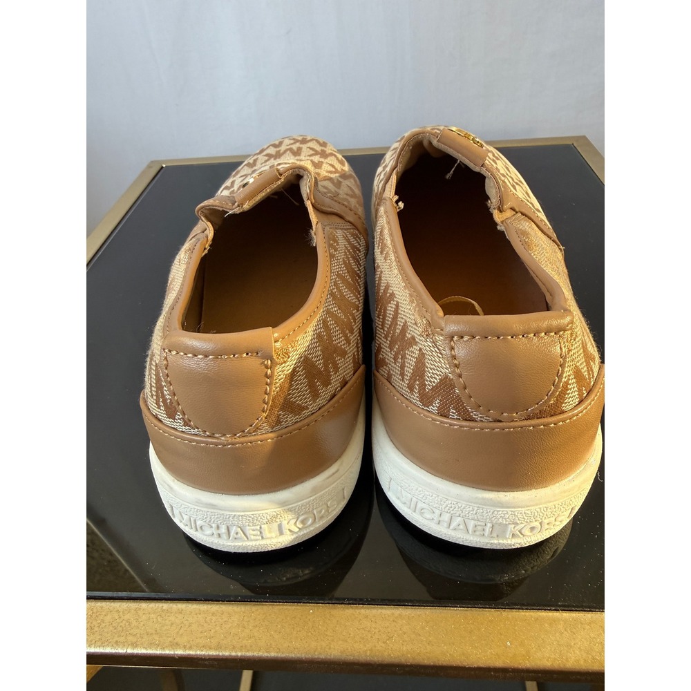 Michael Kors Noa Tan Gold Monogram Logo Slip On Sneakers Shoes Womens Size 3 - Picture 5 of 6